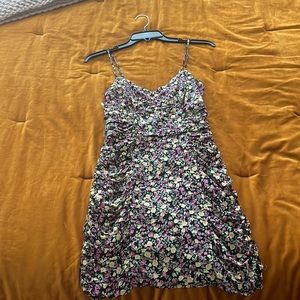 Row A black floral strappy mini dress, size XS